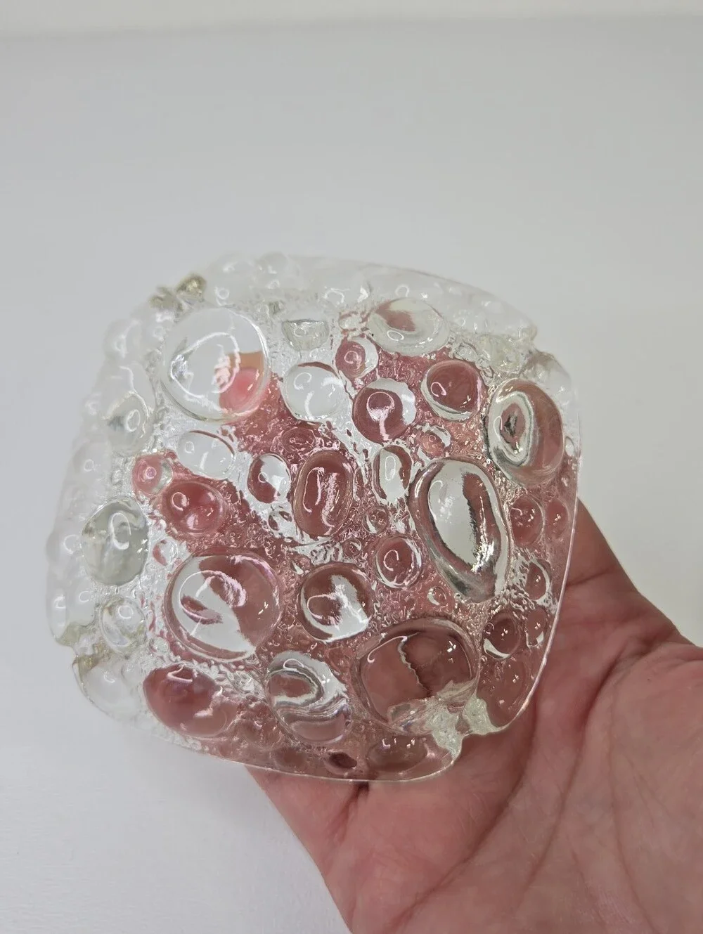 VTG Bubble Glass Ashtray Retro MCM 1960s Square Clear Glass Tray Raindrop